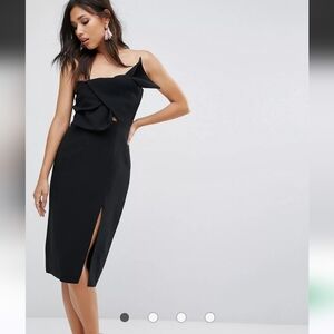 True Decadence Bow Front Bandeau Pencil Dress With Split Detail size 8